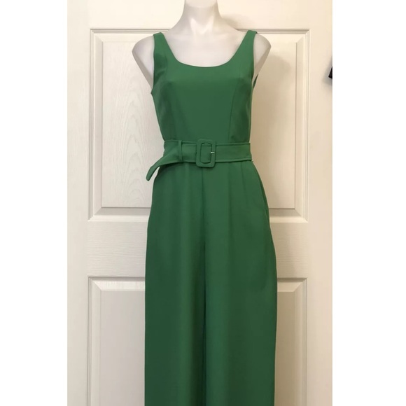 New Banana Republic “Kelly” Green Belted Scoop Neck Wide Leg Jumpsuit - Picture 1 of 15